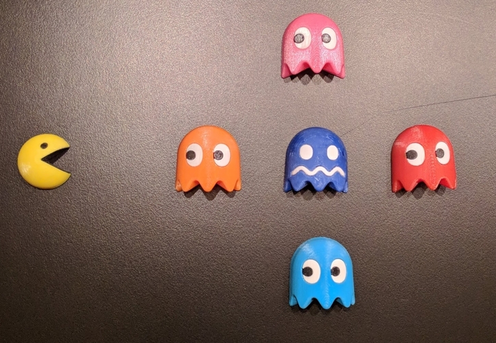 Tiny 3D Pacman Fridge Magnets 3D Print 263073