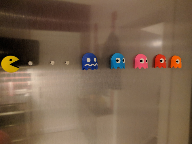 Tiny 3D Pacman Fridge Magnets 3D Print 263074