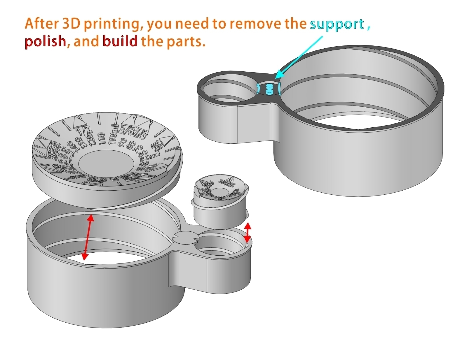 Measuring cup suitable for 3D print 3D model 3D printable