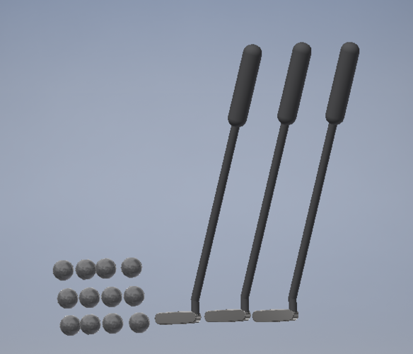 balls and putters for MG Course ( Make bigger by 700) 3D Print 263806