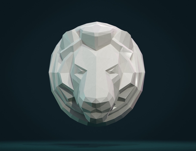 Lion Head low Poly 3D Print 264207