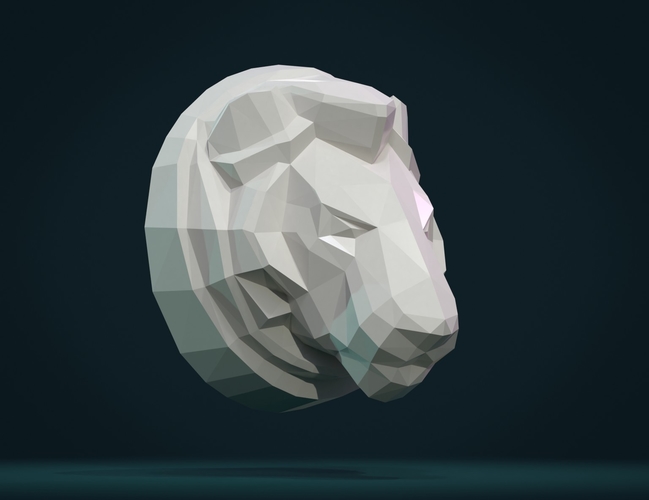 Lion Head low Poly 3D Print 264208