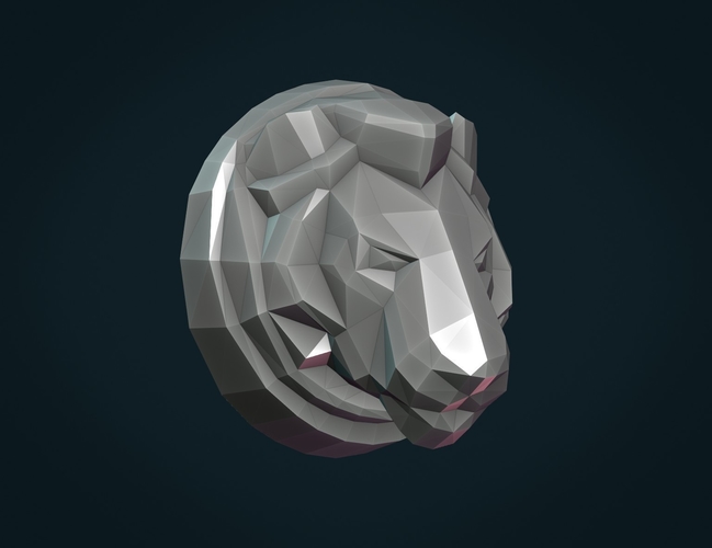 Lion Head low Poly 3D Print 264210