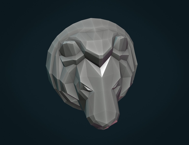 Lion Head low Poly 3D Print 264211