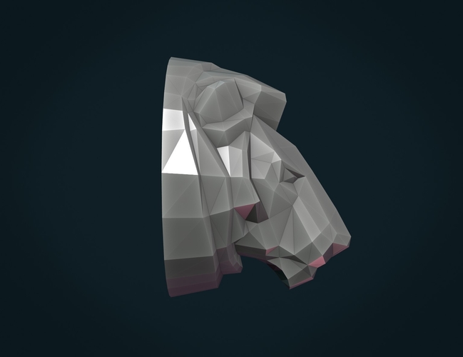 Lion Head low Poly 3D Print 264212