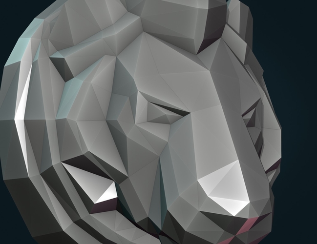 Lion Head low Poly 3D Print 264215