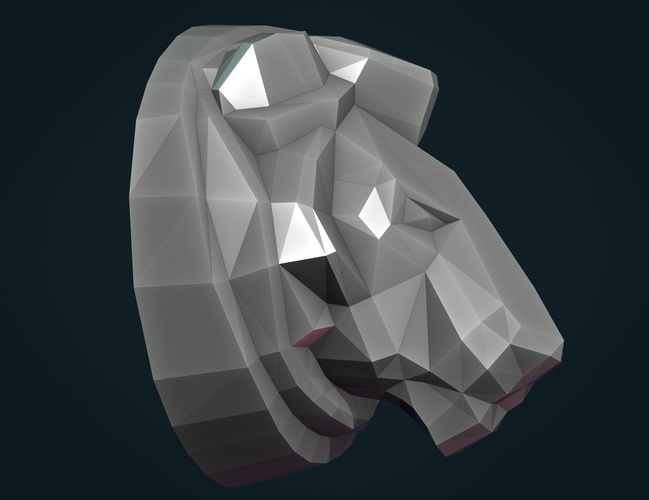 Lion Head low Poly 3D Print 264216