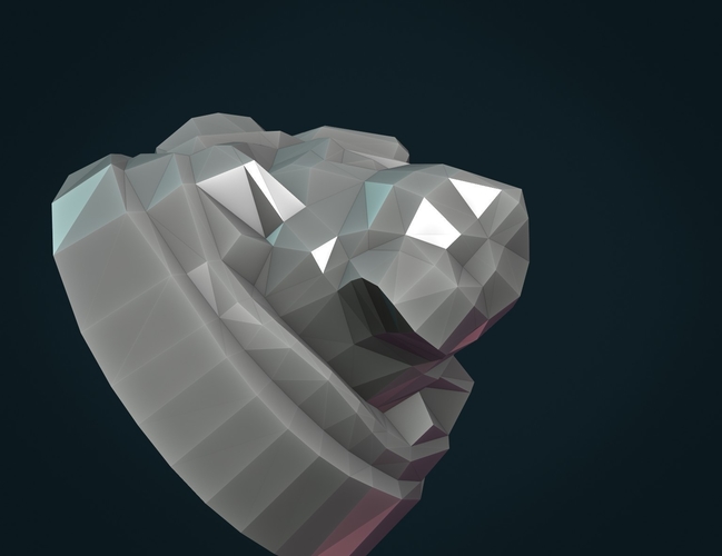 Lion Head low Poly 3D Print 264218