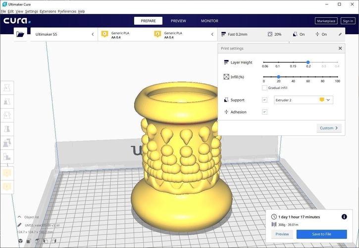 King style vase cup vessel v305 for 3d-print or cnc 3D Print 264349