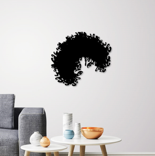 curly hair lady wall art