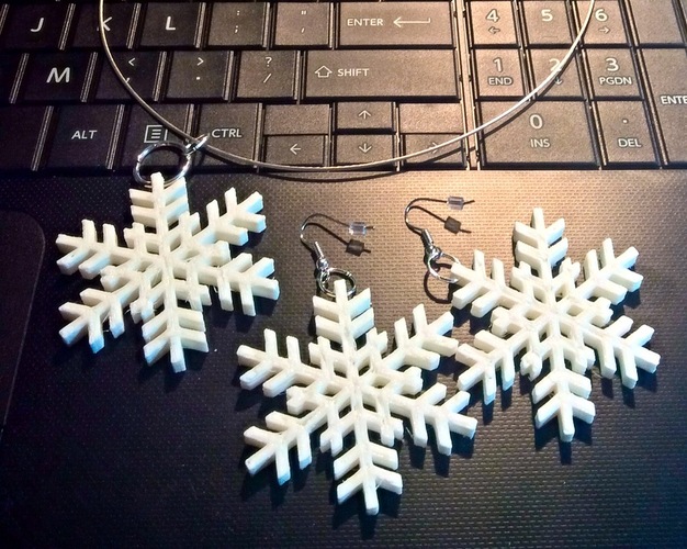 Snowflake pendant and earrings 3D Print 26475