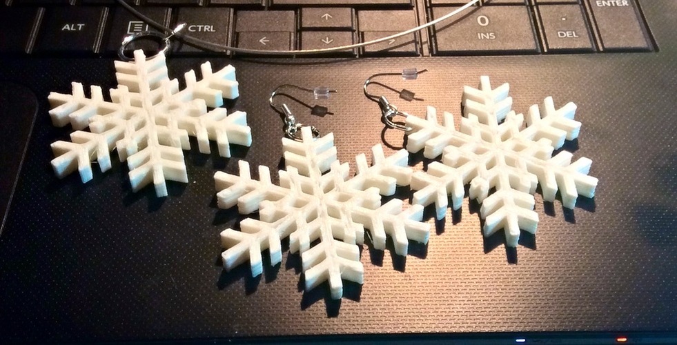 Snowflake pendant and earrings 3D Print 26477