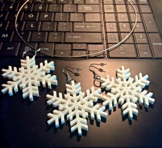 Snowflake pendant and earrings 3D Print 26478