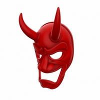 Small Japanese Demon Mask 3D Printing 265006
