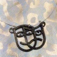 Theater Masks (Comedy & Tragedy) Pendant - Thumbnail 4
