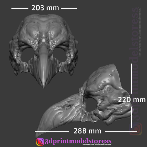 Raven Skull Mask Costume Cosplay Halloween Helmet 3D Print 265941