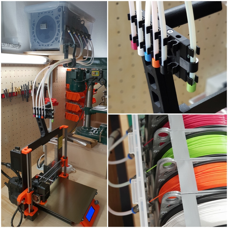 6 Spool Filament Dry Box Storage System with Bowden Tubes