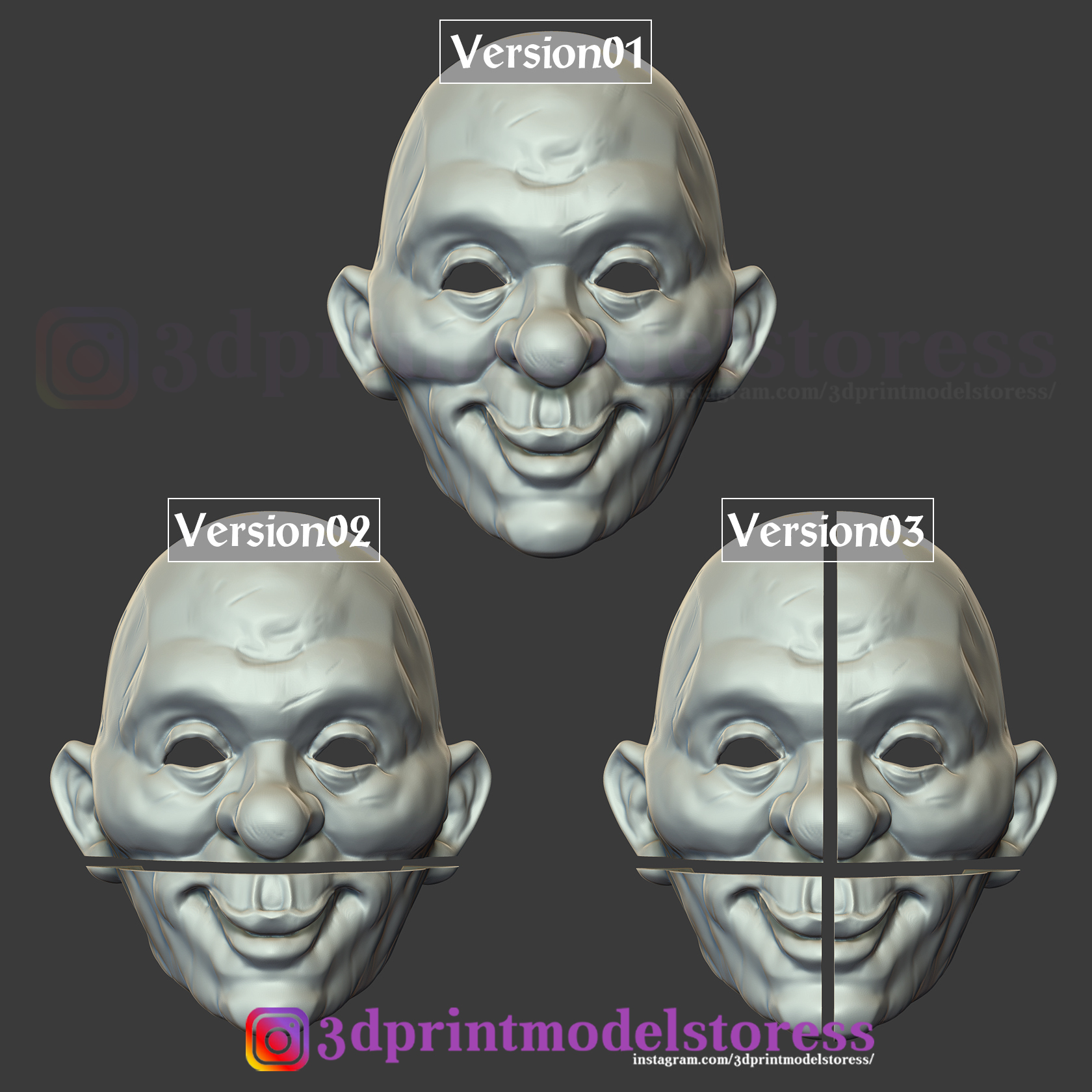 henchmen dark knight clown joker mask costume helmet Modelo de Impressão 3D  in Brinquedos 3DExport