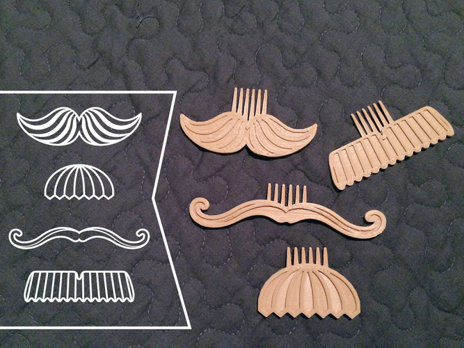 Movember Stache Combs 3D Print 26777