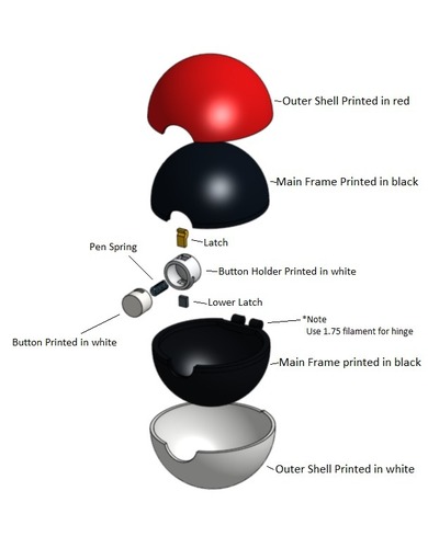 Pokeball (opens and closes) 3D Print 26836