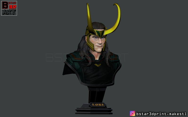 LOKI Bust With Helmet - Tom Hiddleston - - Marvel - Avenger 