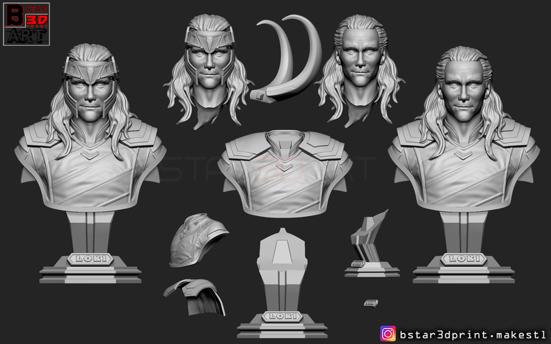 LOKI Bust With Helmet - Tom Hiddleston - - Marvel - Avenger  3D Print 269135