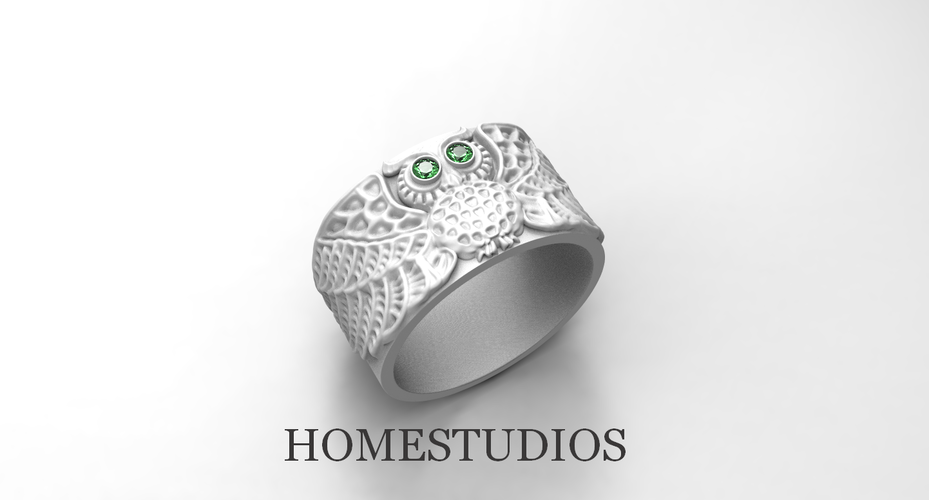 RING OWL WITH GEMS