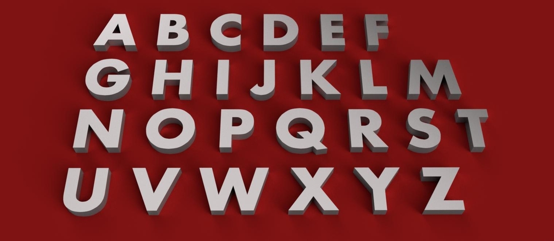 AHARONI Font uppercase 3D letters STL file