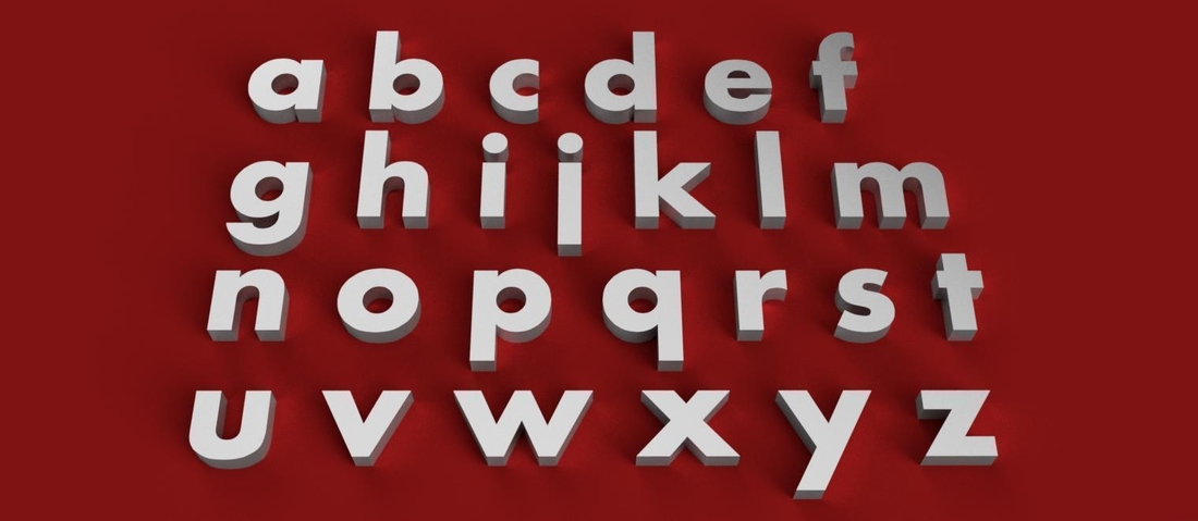 AHARONI Font lowercase 3D letters STL file