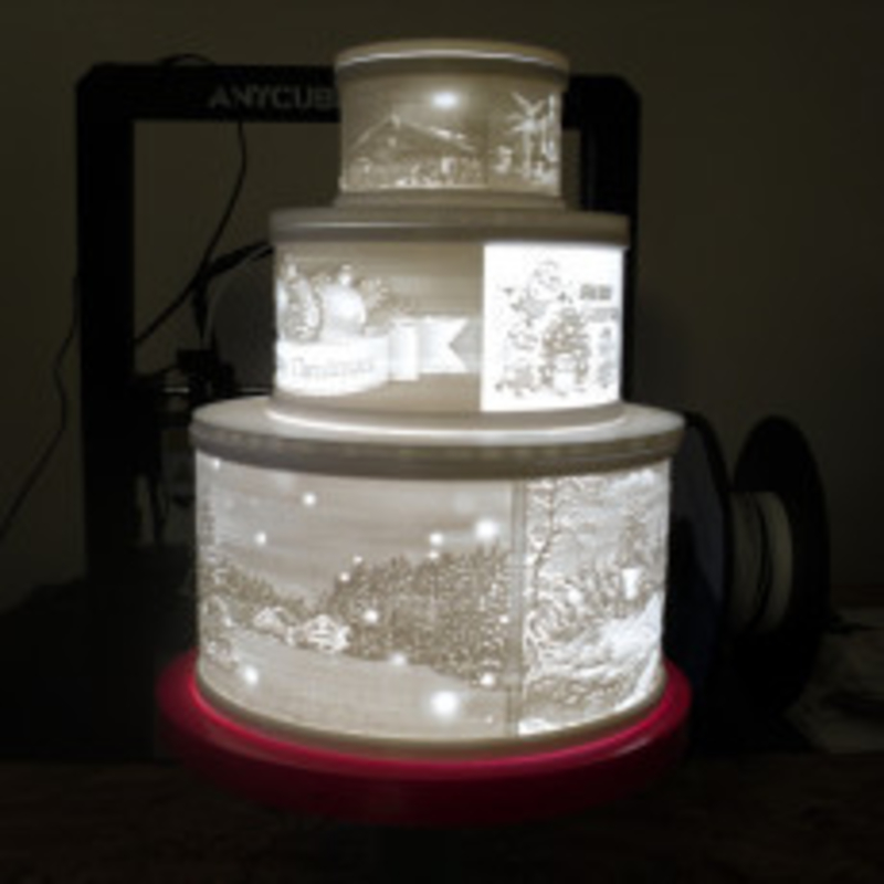 Christmas lithophane tier cake 