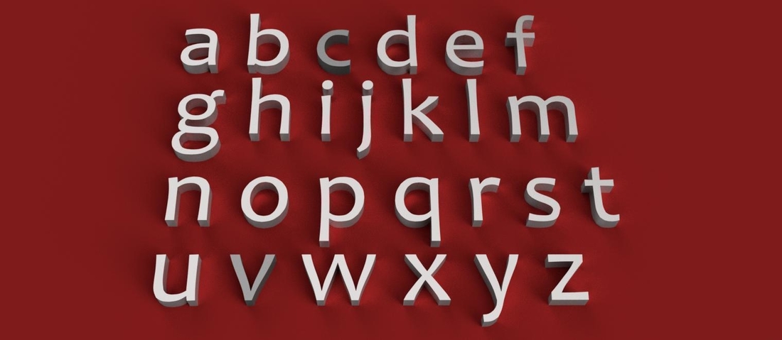 CANDARA Font lowercase 3D letters STL file