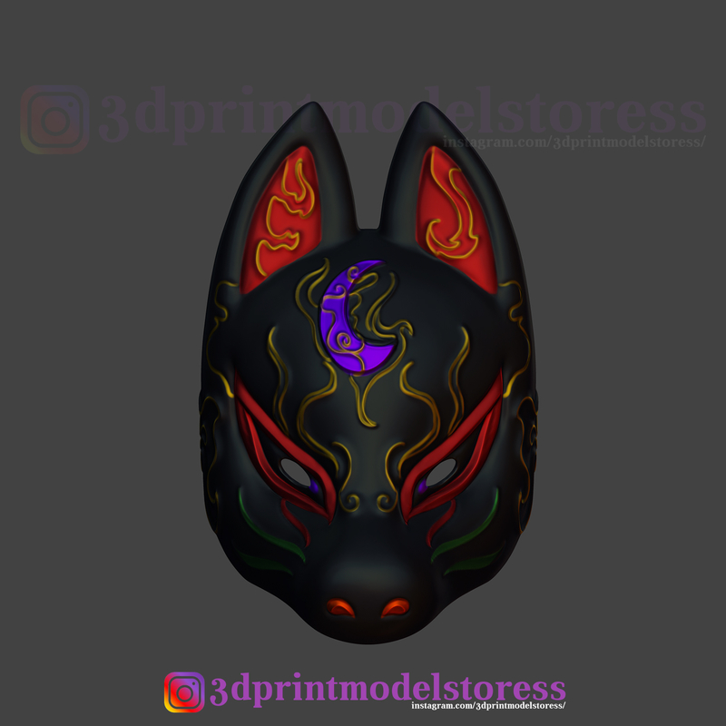 Japanese Fox Mask Demon Kitsune Cosplay Costume Helmet 