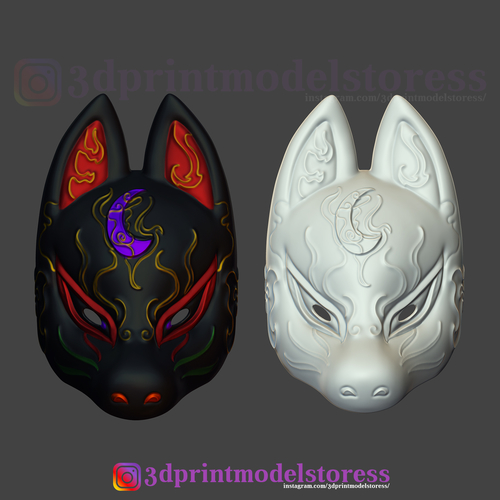 Japanese Fox Mask Demon Kitsune Cosplay Costume Helmet  3D Print 269964