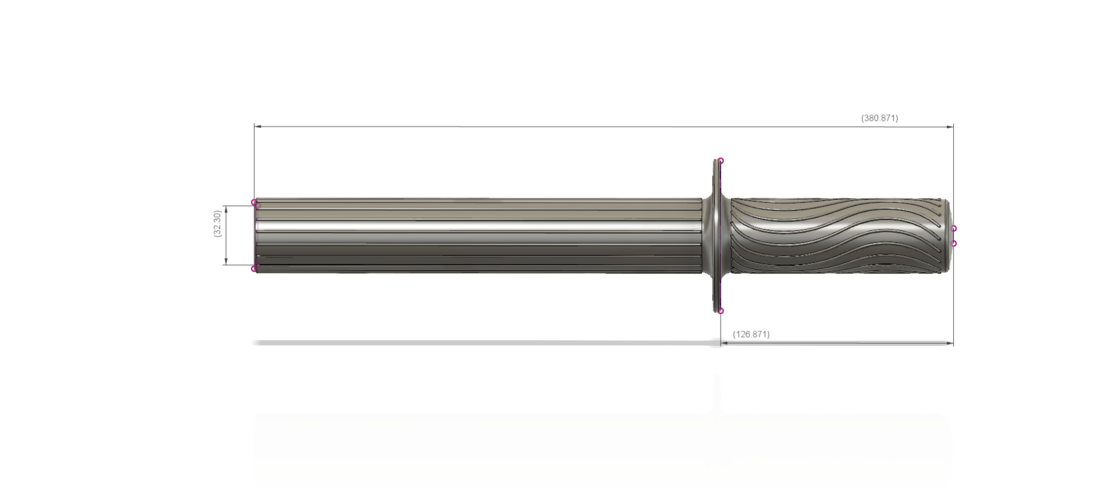 A real paddle handle d32 for a rowing boat for 3d print cnc 3D Print 270446