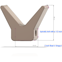 Bow stop yacht roller boat trailer 2 Inch for 3d print cnc  - Thumbnail 3