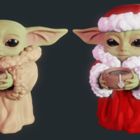 Small Baby Yoda Santa 3D Printing 271258