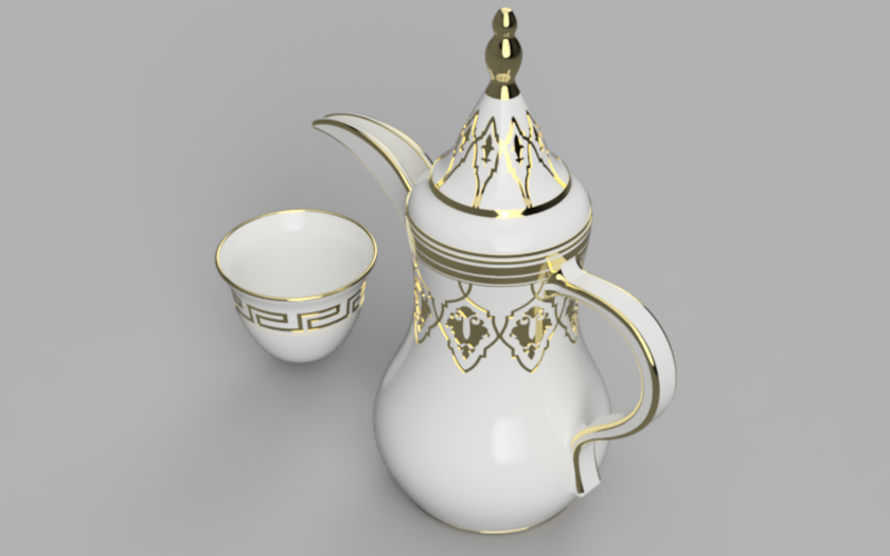 Arabic Coffee Pot and Cup 3D Print 271672