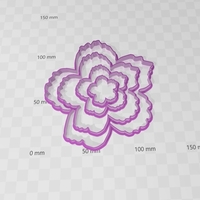 Peonia flor, flower peonia cookies cutter - Thumbnail 1