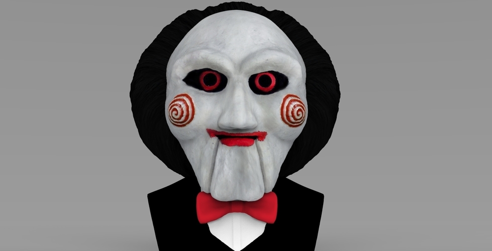 Billy the Puppet from Saw bust ready for full color 3D printing