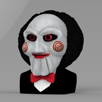 Billy the Puppet from Saw bust ready for full color 3D printing - Thumbnail 2