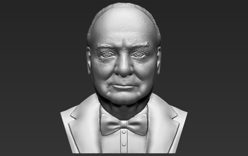 Winston Churchill bust 3D printing ready stl obj