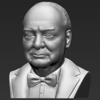 Winston Churchill bust 3D printing ready stl obj - Thumbnail 2