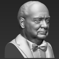 Winston Churchill bust 3D printing ready stl obj - Thumbnail 10