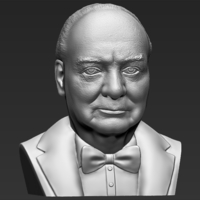 Winston Churchill bust 3D printing ready stl obj - Thumbnail 11