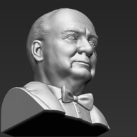Winston Churchill bust 3D printing ready stl obj - Thumbnail 14