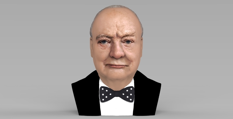 Winston Churchill bust ready for full color 3D printing