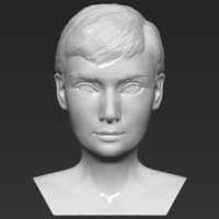 Audrey Hepburn black and white bust for full color 3D printing - Thumbnail 2
