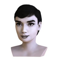 Audrey Hepburn black and white bust for full color 3D printing - Thumbnail 14