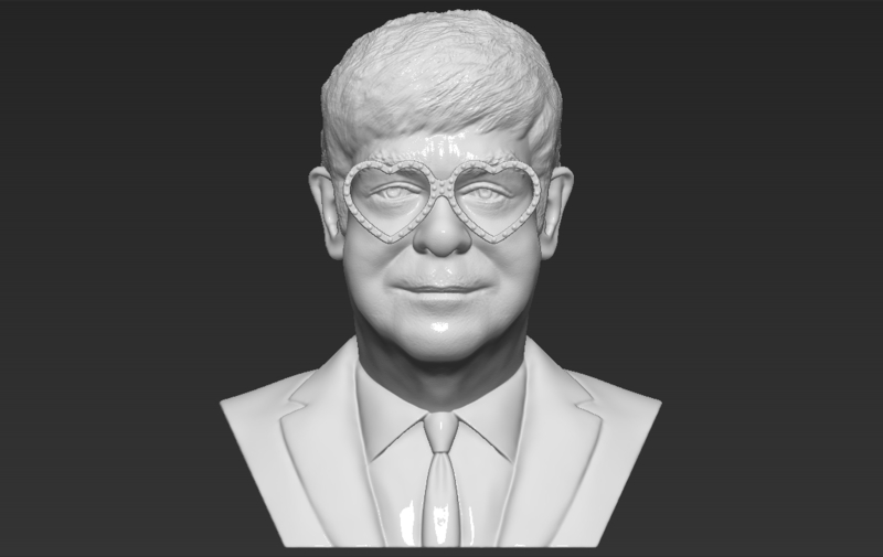 Elton John bust 3D printing ready stl obj