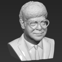 Elton John bust 3D printing ready stl obj - Thumbnail 16